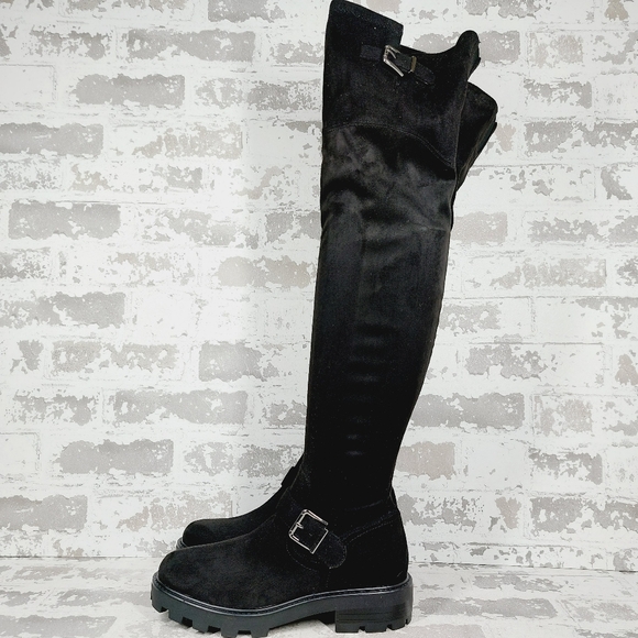 NEW Marc Fisher LTD Ganven Black Lug Sole Over the Knee Boots E811